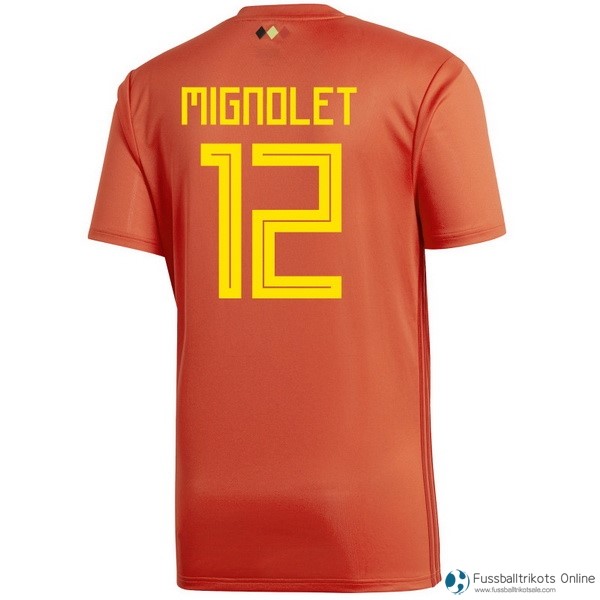 Belgica Trikot Heim Mignolet 2018 Rote Fussballtrikots Günstig